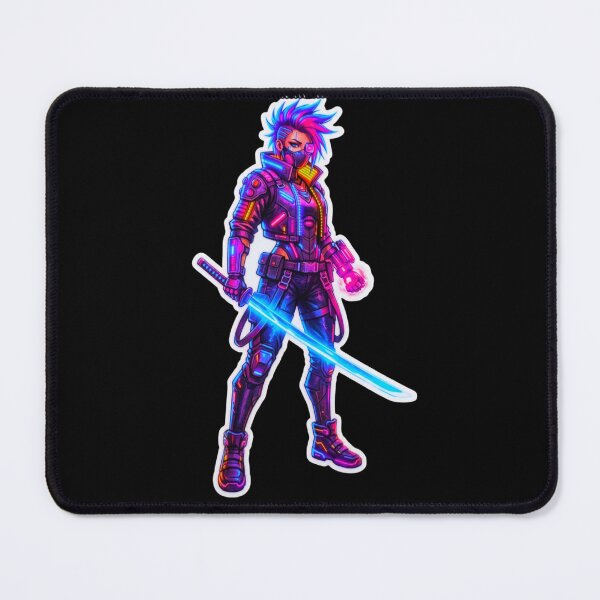 Item preview, Neon Cyber Samurai Warrior Synthwave Gaming Art Sticker designed and sold by ExploreAura Studio.