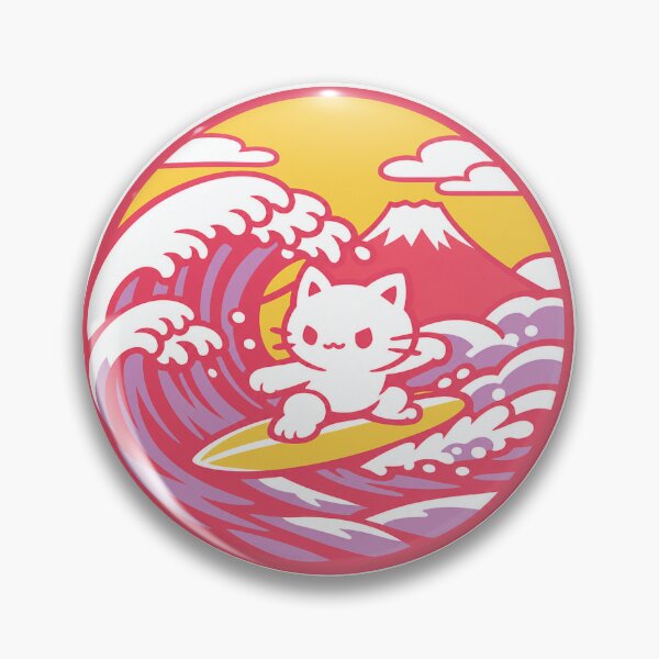 Item preview, Kawaii Surfing White Cat Japanese Wave Sticker | Cute Japan Ocean Anime Design designed and sold by kawaii animal store (in Japan).