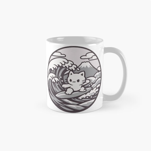 Item preview, Kawaii Surfing White Cat Japanese Wave Sticker | Cute Japan Ocean Anime Design designed and sold by kawaii animal store (in Japan).