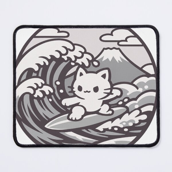 Item preview, Kawaii Surfing White Cat Japanese Wave Sticker | Cute Japan Ocean Anime Design designed and sold by kawaii animal store (in Japan).