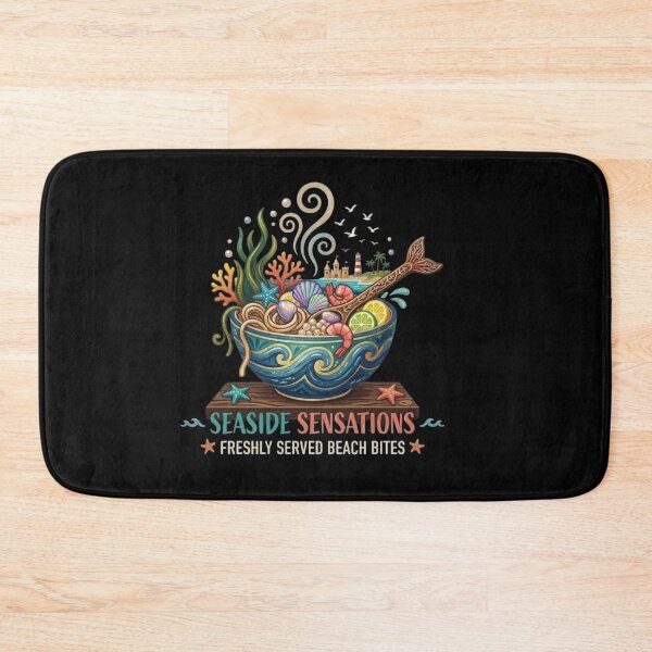 Item preview, Seaside Sensations Retro Beach Bites Seafood Noodle Bowl Sticker  designed and sold by Amituniqart.