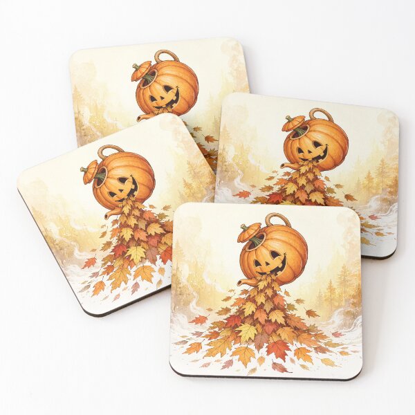 Item preview, Happy Jack O' Lantern Pouring Autumn Leaves Halloween Art designed and sold by OksArtStudio.