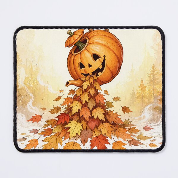Item preview, Happy Jack O' Lantern Pouring Autumn Leaves Halloween Art designed and sold by OksArtStudio.