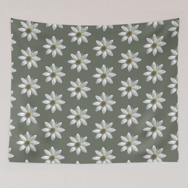Item preview, Earthy Dark Sage Green White Daisy Pattern, designed and sold by Jyoti-Quotes.