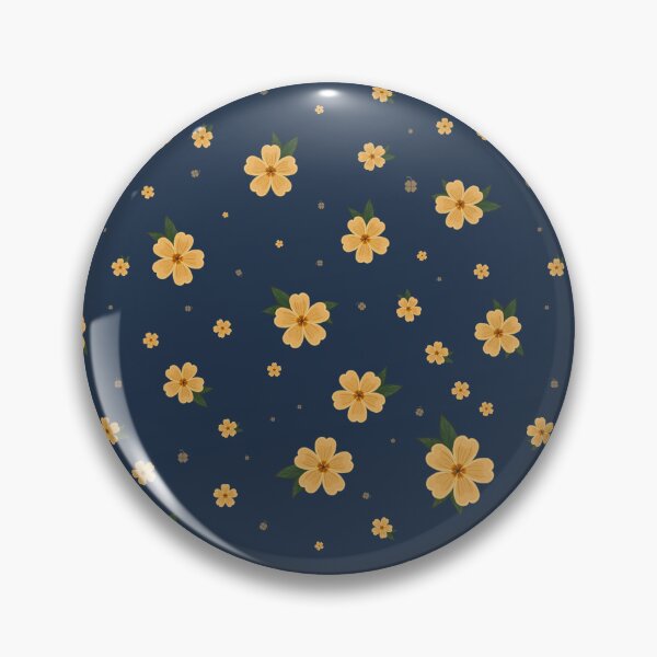 Item preview, Yellow Floral Pattern on Navy Blue designed and sold by Little Wimbly.