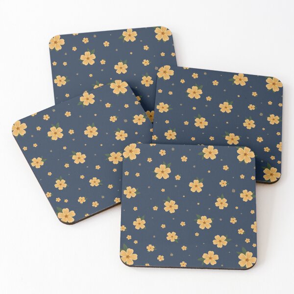 Item preview, Yellow Floral Pattern on Navy Blue designed and sold by Little Wimbly.