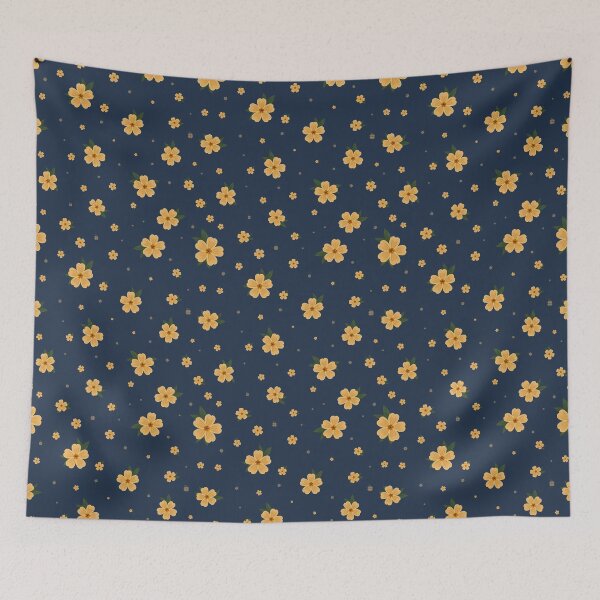 Item preview, Yellow Floral Pattern on Navy Blue designed and sold by Little Wimbly.