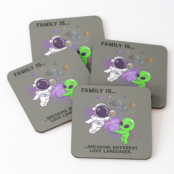 Item preview, Family Is Speaking Different Love Languages Cute Astronaut and Alien Design designed and sold by AhmadAnnaPrints.