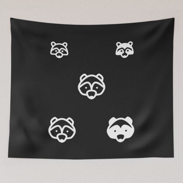 Item preview, Minimalist Monochrome Raccoon Pattern - Black & White Line Art designed and sold by Yasmine Mohammed.
