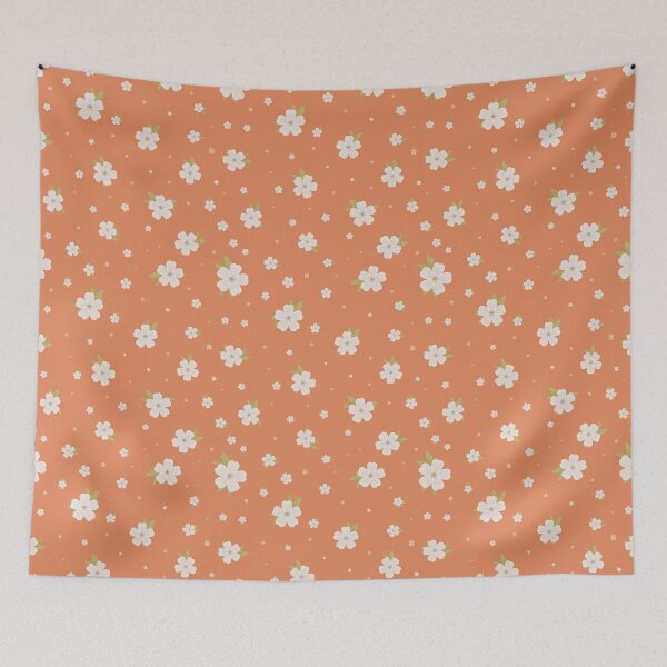 Item preview, Coral Orange White Floral Pattern designed and sold by Little Wimbly.