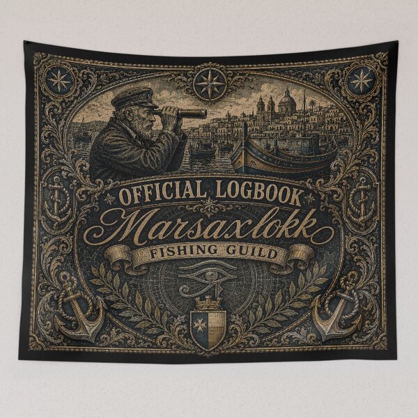 Item preview, Official Logbook Marsaxlokk Fishing Guild Sea Captain Portrait designed and sold by RoyalOrderGallery.