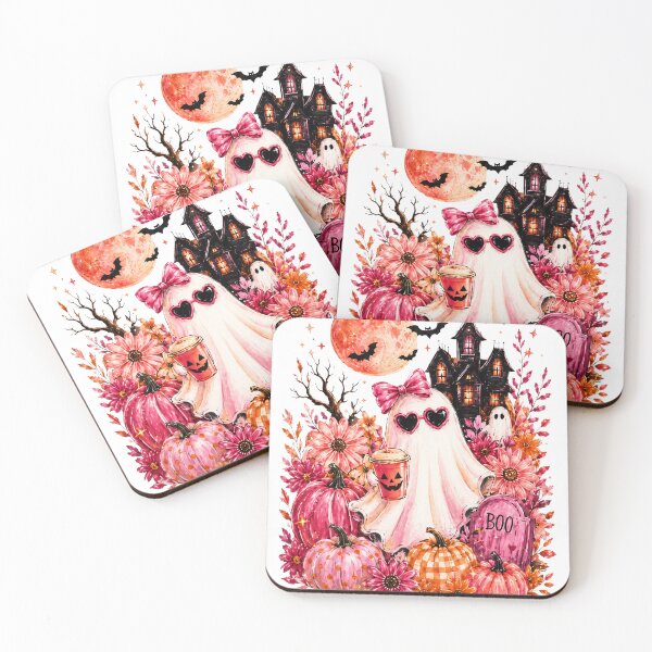 Item preview, Pink Halloween Ghost With Pumpkin Drink designed and sold by KireVeronica.