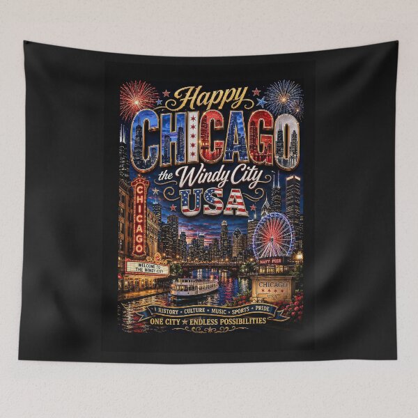Item preview, Happy Chicago the Windy City USA -Celebrating the Spirit of Chicago designed and sold by DBM Photo Art 1.