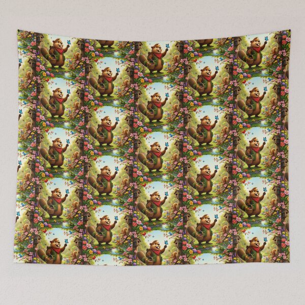 Item preview, Happy Beaver Adventures – Meadow in Full Bloom designed and sold by Clothes With Smiling Animals Walt Gral.