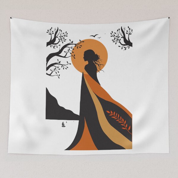 Item preview, Elegant Minimalist Silhouette Art | Modern Abstract Woman Sunset Illustration | Aesthetic Wall Art I designed and sold by VisionGraphic.