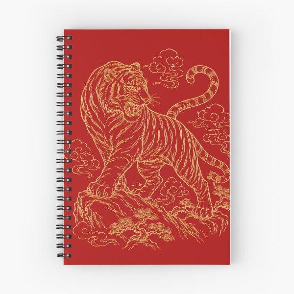 Item preview, Gold Tiger Roaring Asian Line Art Aesthetic designed and sold by Soluna Studio.