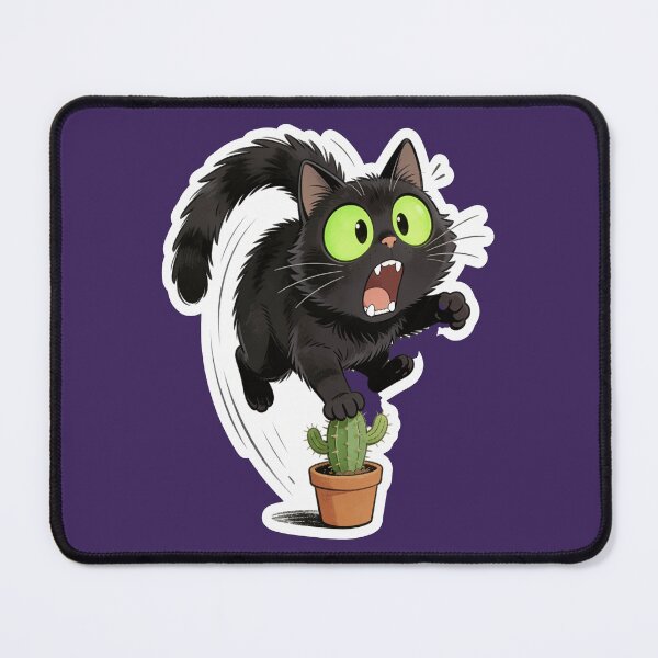 Item preview, Funny Black Cat Jumping on Cactus Cute Halloween Sticker designed and sold by OksArtStudio.
