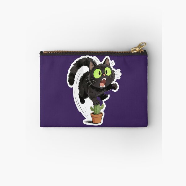 Item preview, Funny Black Cat Jumping on Cactus Cute Halloween Sticker designed and sold by OksArtStudio.