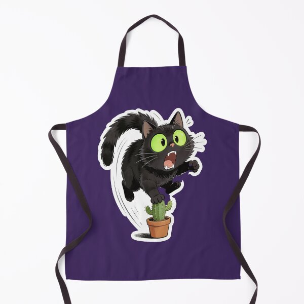 Item preview, Funny Black Cat Jumping on Cactus Cute Halloween Sticker designed and sold by OksArtStudio.