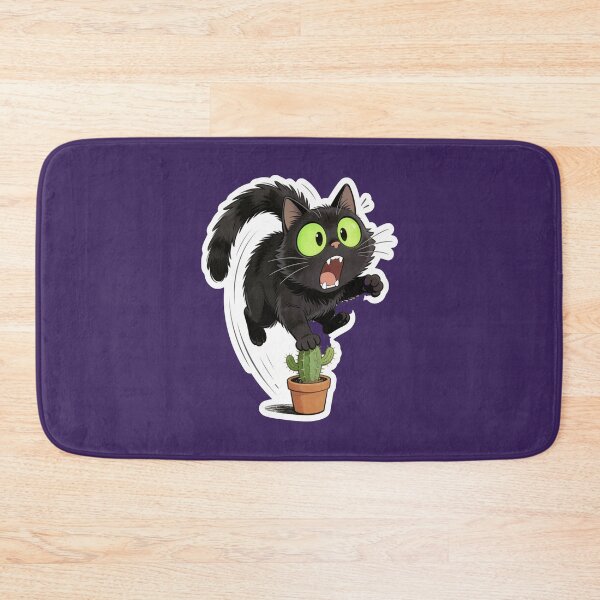 Item preview, Funny Black Cat Jumping on Cactus Cute Halloween Sticker designed and sold by OksArtStudio.