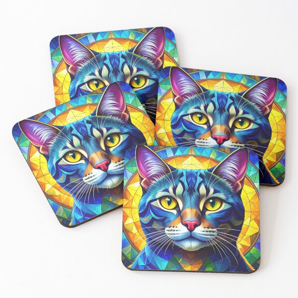Item preview, Stained‑Glass Style Cat Portrait designed and sold by Sasas Design.
