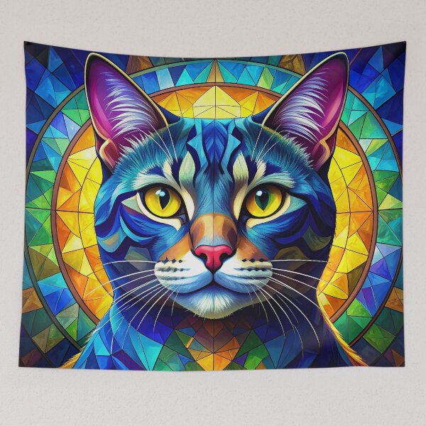 Item preview, Stained‑Glass Style Cat Portrait designed and sold by Sasas Design.