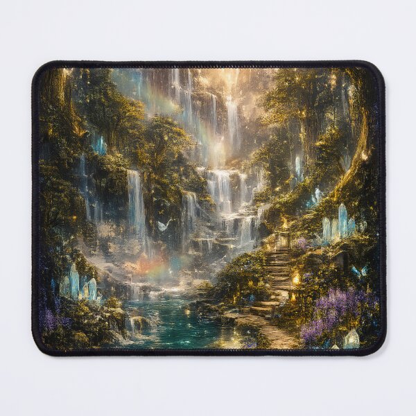 Item preview, Secret Valley of Crystal Waterfalls | Enchanted Fantasy Landscape designed and sold by Origamoart.