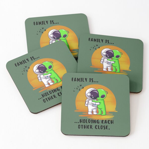 Item preview, Family Is Holding Each Other Close Cute Astronaut and Alien Design designed and sold by AhmadAnnaPrints.