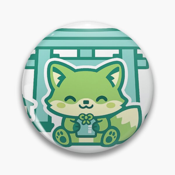 Item preview, Kawaii Fox Under Torii Gate Holding Lucky Omamori Sticker | Japanese Shrine Cute Art designed and sold by kawaii animal store (in Japan).