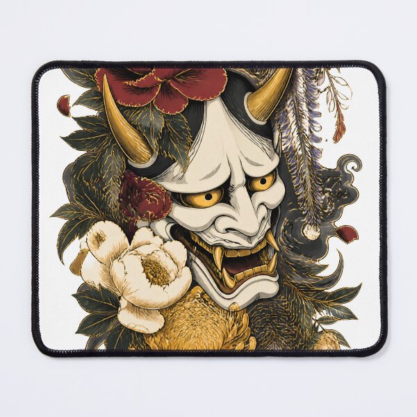 Item preview, Hannya Mask Art – White Japanese Demon Mask Floral Tattoo Style designed and sold by kaxymax.