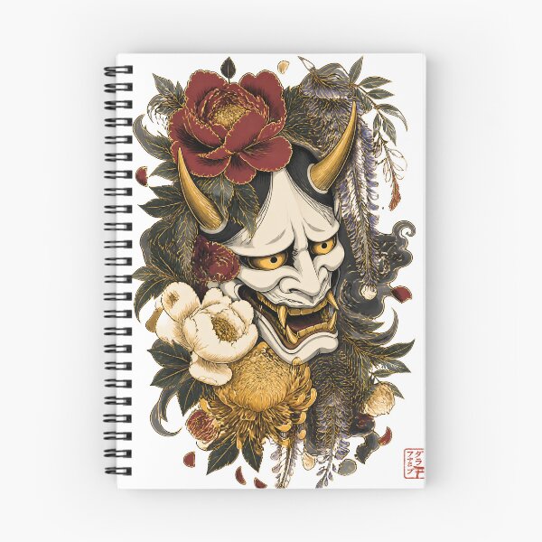 Item preview, Hannya Mask Art – White Japanese Demon Mask Floral Tattoo Style designed and sold by kaxymax.