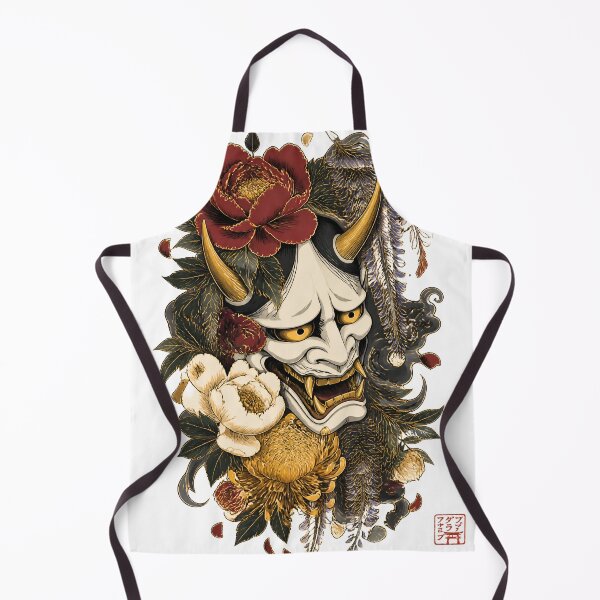 Item preview, Hannya Mask Art – White Japanese Demon Mask Floral Tattoo Style designed and sold by kaxymax.