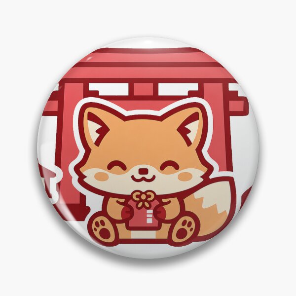 Item preview, Kawaii Fox Under Torii Gate Holding Lucky Omamori Sticker | Japanese Shrine Cute Art designed and sold by kawaii animal store (in Japan).