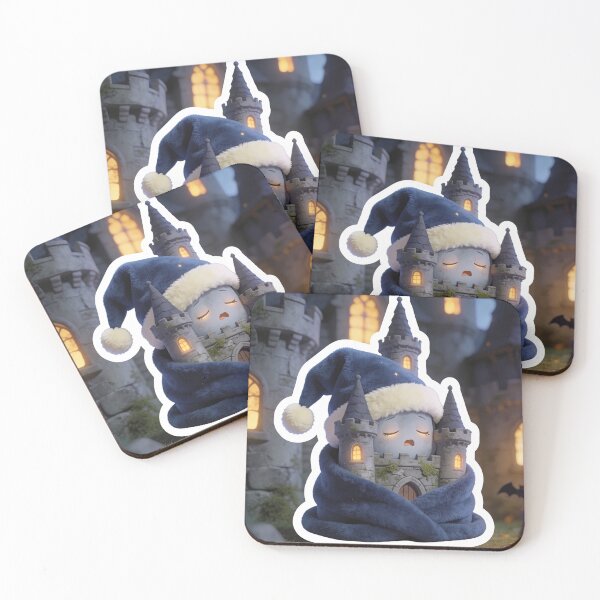 Item preview, Sleepy Haunted Castle Wrapped in Cozy Blanket Halloween Sticker designed and sold by OksArtStudio.
