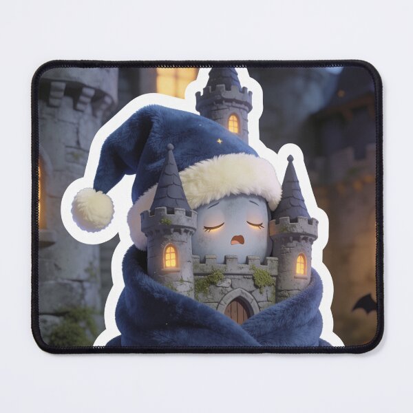 Item preview, Sleepy Haunted Castle Wrapped in Cozy Blanket Halloween Sticker designed and sold by OksArtStudio.