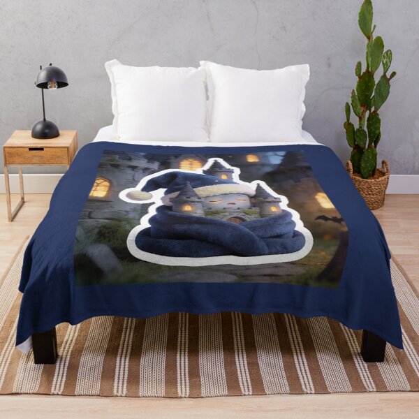 Item preview, Sleepy Haunted Castle Wrapped in Cozy Blanket Halloween Sticker designed and sold by OksArtStudio.