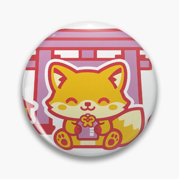 Item preview, Kawaii Fox Under Torii Gate Holding Lucky Omamori Sticker | Japanese Shrine Cute Art designed and sold by kawaii animal store (in Japan).