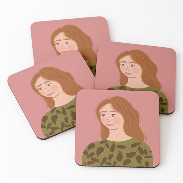 Item preview, Red Hair Woman in Leafy Sweater Portrait designed and sold by WenjuanArt.