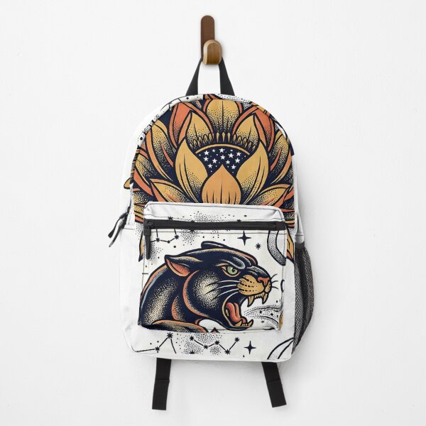 Item preview, Cosmic Panther Tattoo Art Sticker | Retro Celestial Floral Decal | Mystical Animal & Lotus Vinyl Sticker | Aesthetic Boho Tattoo Decal designed and sold by SergioMiklos.