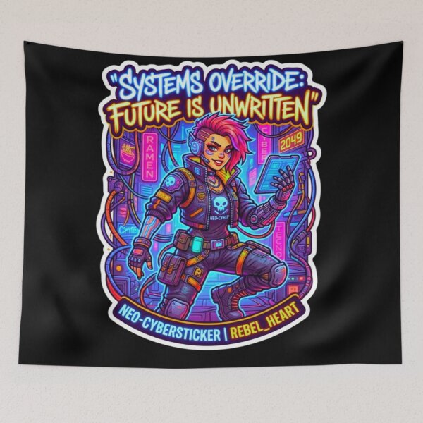Item preview, Cyberpunk Rebel Hacker Future Unwritten Neon Sticker designed and sold by ExploreAura Studio.