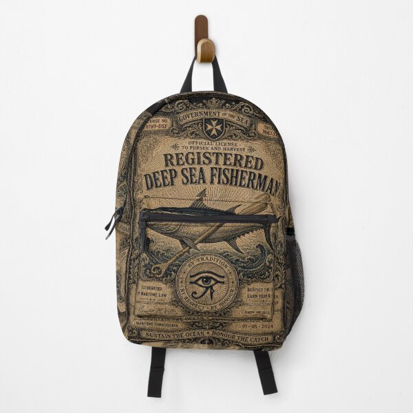 Item preview, Registered Deep Sea Fisherman Malta Tuna License Vintage Workwear designed and sold by RoyalOrderGallery.