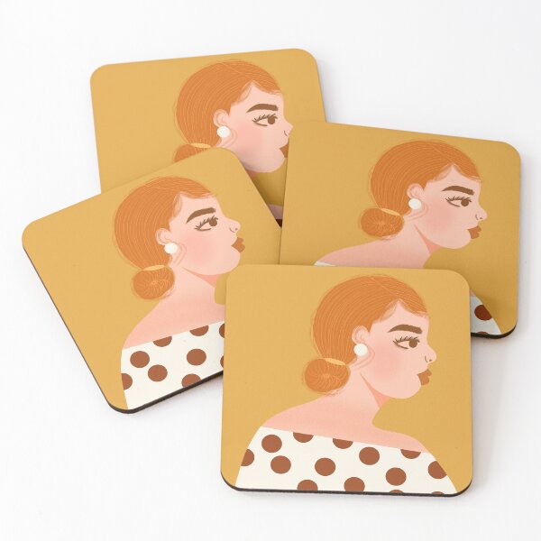 Item preview, Retro Polka Dot Woman Profile Portrait designed and sold by WenjuanArt.