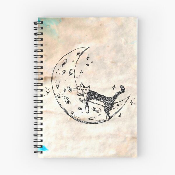 Item preview, Cat Sleeps on Moon - Whimsical Celestial Line Art Hand Drawing Coffee Paper designed and sold by BOKEbyTC.