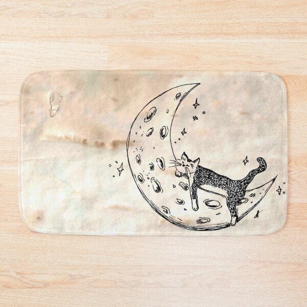 Item preview, Cat Sleeps on Moon - Whimsical Celestial Line Art Hand Drawing Coffee Paper designed and sold by BOKEbyTC.