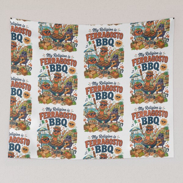 Item preview, My religion is FERRAGOSTO BBQ,italian summer vibe  designed and sold by BARKAcreations.