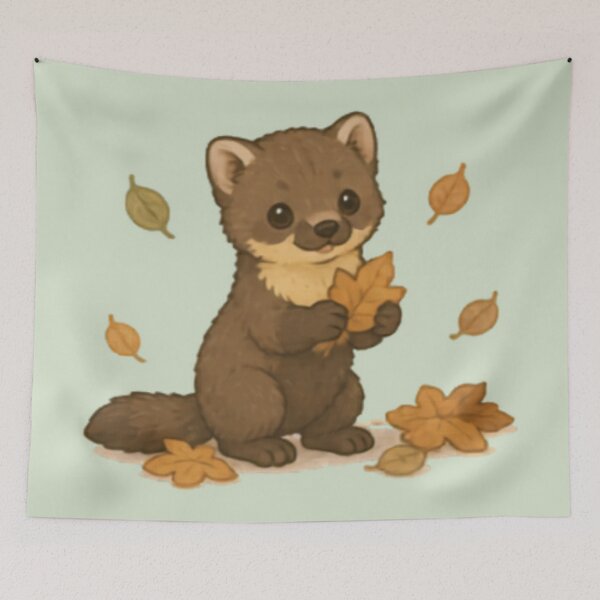 Item preview, Cute Autumn Pine Marten designed and sold by MellowMunchkins.