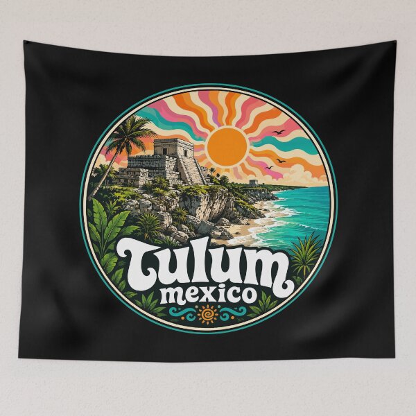 Item preview, Tulum Mayan Ruins Mexico Coast Trippy Art designed and sold by TomFrontierArt.
