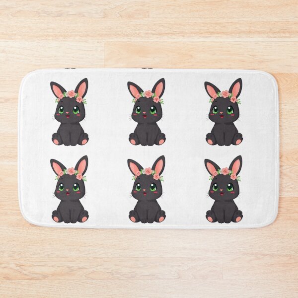 Item preview, Cute kawaii black bunny with a floral wreath 01 designed and sold by ChameleonStars.