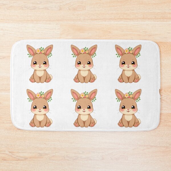 Item preview, Cute kawaii brown bunny with a floral wreath 01 designed and sold by ChameleonStars.