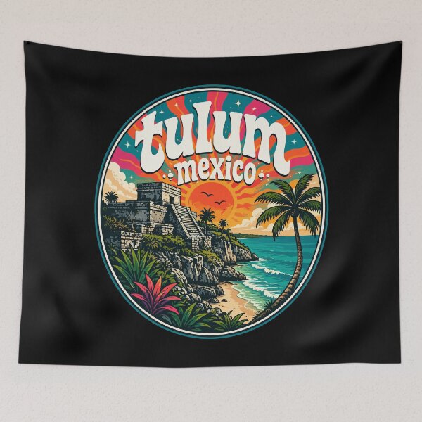 Item preview, Tulum Mayan Ruins Mexico Trippy Art Travel designed and sold by TomFrontierArt.
